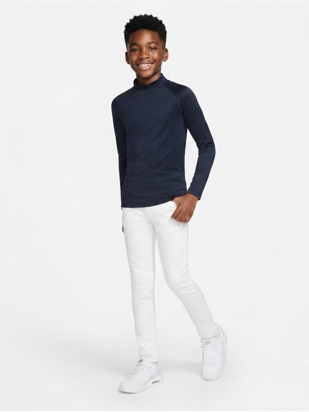 Champion Boys Duo Dry Black Mock Neck Rashguard Compression Shirt L 10-12